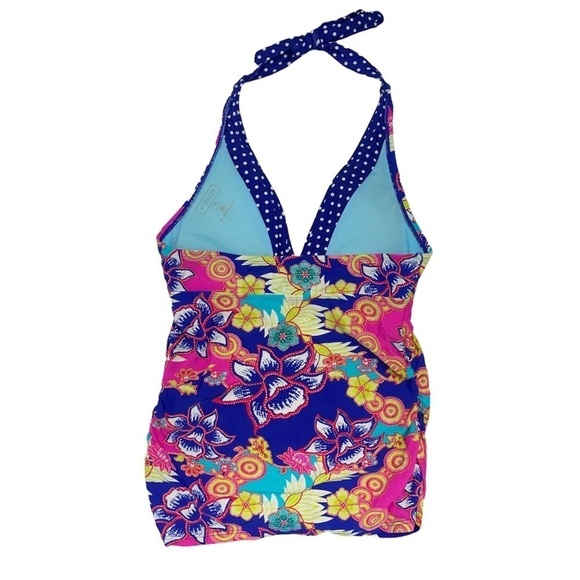Athleta Floral Polka Dot Halter Neck Tankini Swim Suit Size XS - Picture 2 of 5